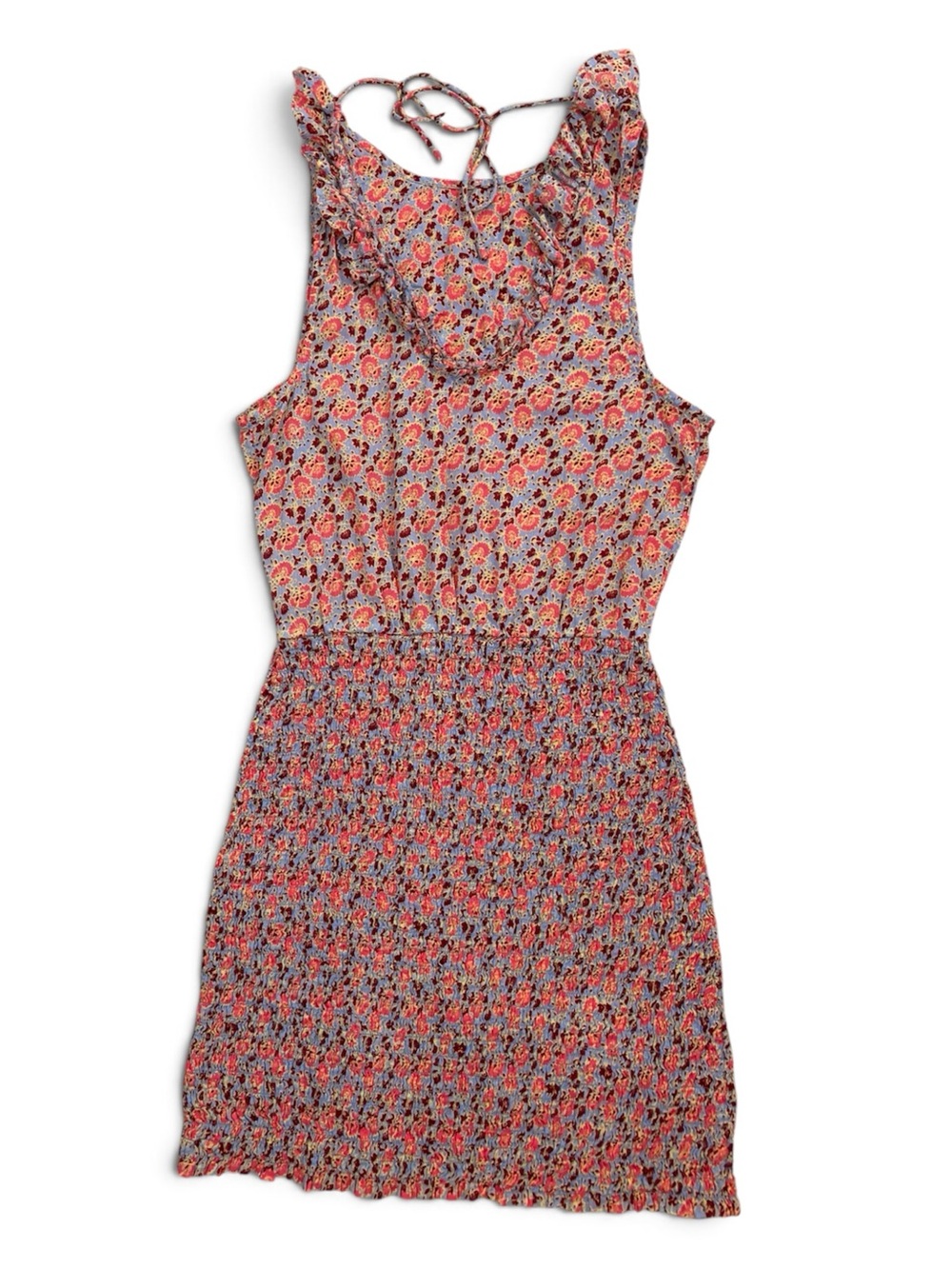Free People Floral Smocked Waist Sleeveless Dress - Pink Multicolor small